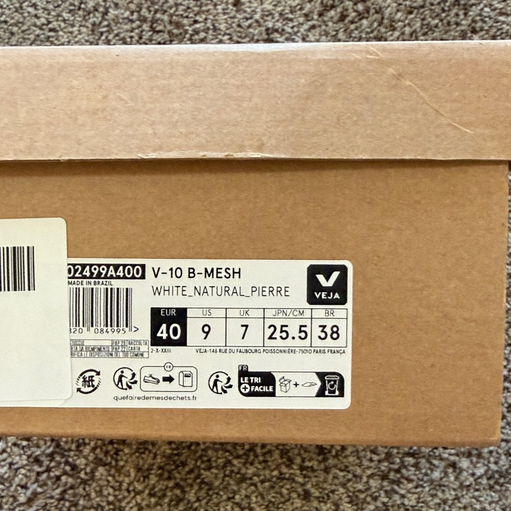 Veja Sneakers Size 9 V10 B Mesh Womens White Natural Pierre Suede New Shoes - Picture 6 of 6